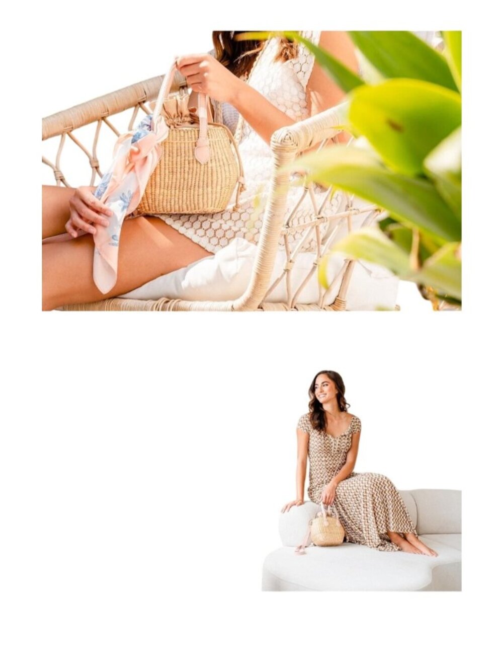 Mini Tote Seagrass Handbag With Faux Leather Handles & Drawstring Closure - Picture 5 of 7